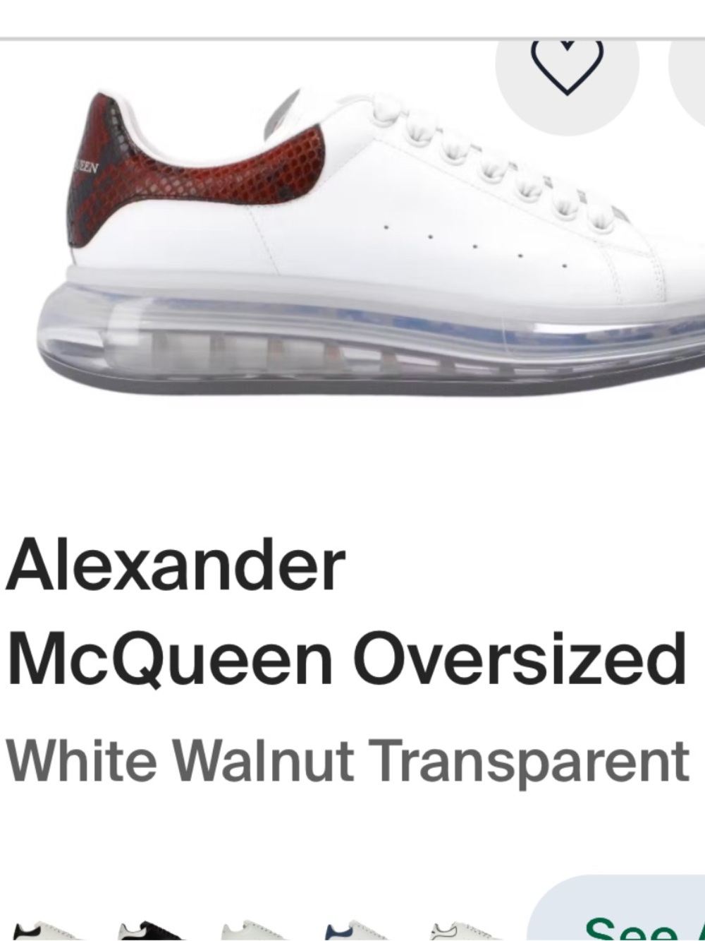 Alexander McQueen Oversaw White Walnut Transparent Sneaker